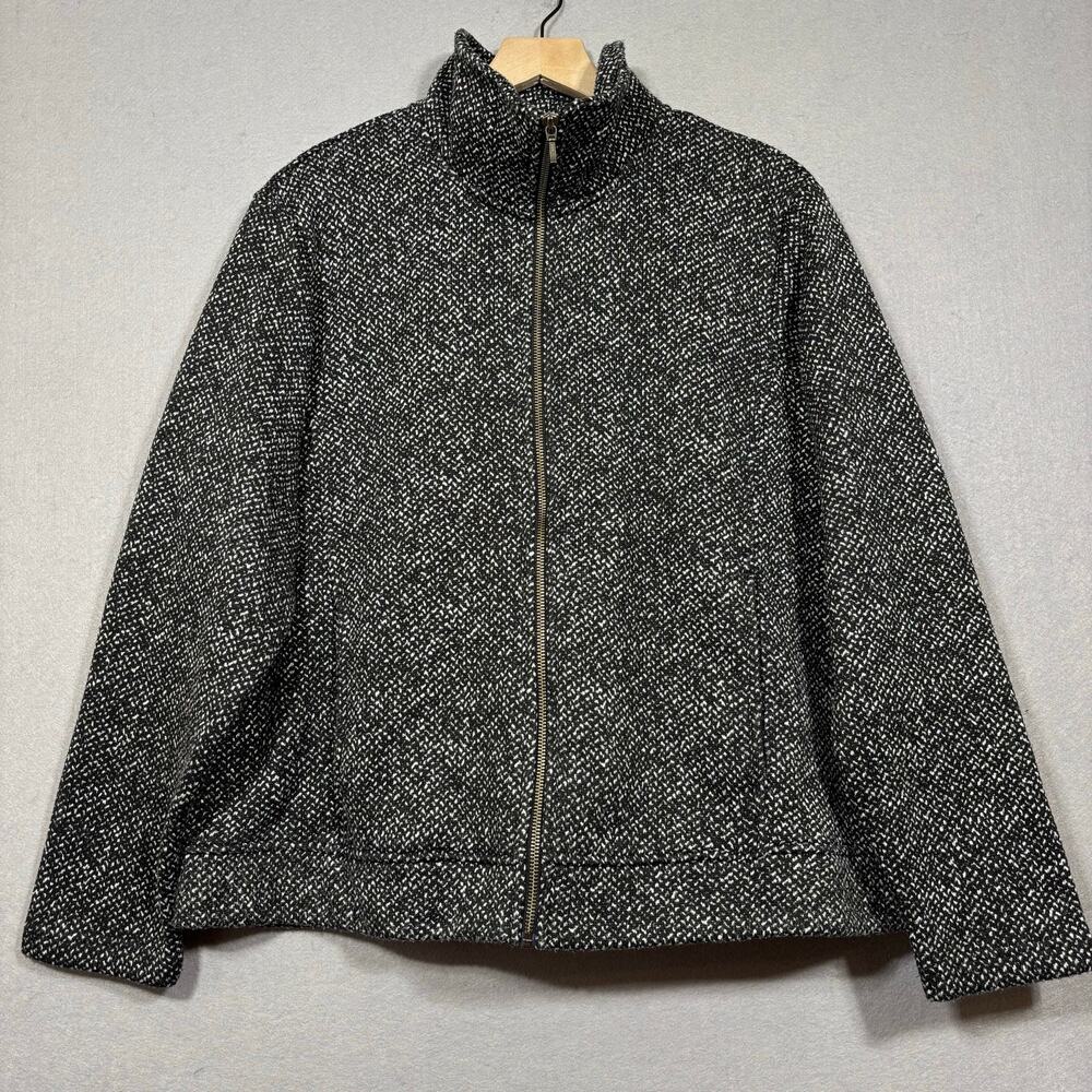 Lands' End Women’s Black Zip Jacket Size‎ XL 18 Textured Minimalist Outdoor